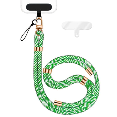 NALIA Universal Handykette für alle Smartphones – Premium Komfort-Nylon & 2 Patches – HOLDME (Geflochtenes Lanyard mit Gold-Karabiner) – Marke aus Berlin Grün Weiß NALIA Universal Handykette
