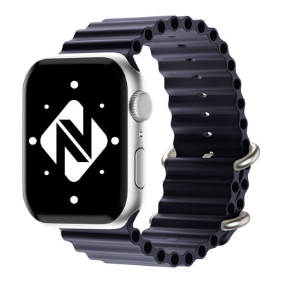NALIA Smart Watch Armband OCEAN Style kompatibel mit Apple Watch Ultra/SE & Series 8/7/6/5/4/3/2/1, 42mm 44mm 45mm 49mm, iWatch Sport Uhr Ersatzarmband Damen Herren, Silikon Riemen Anthrazit NALIA Silikon Armband