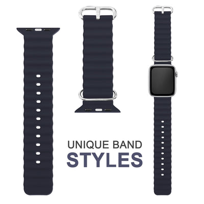NALIA Smart Watch Armband OCEAN Style kompatibel mit Apple Watch Ultra/SE & Series 8/7/6/5/4/3/2/1, 42mm 44mm 45mm 49mm, iWatch Sport Uhr Ersatzarmband Damen Herren, Silikon Riemen Anthrazit NALIA Silikon Armband