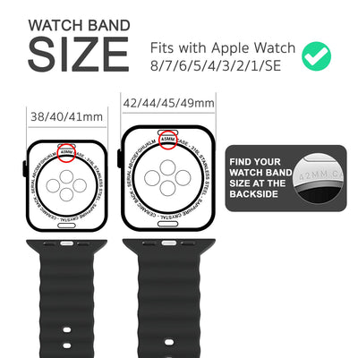 NALIA Smart Watch Armband OCEAN Style kompatibel mit Apple Watch Ultra/SE & Series 8/7/6/5/4/3/2/1, 42mm 44mm 45mm 49mm, iWatch Sport Uhr Ersatzarmband Damen Herren, Silikon Riemen Schwarz NALIA Silikon Armband