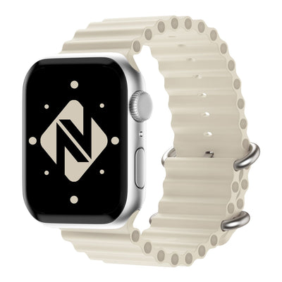NALIA Smart Watch Armband OCEAN Style kompatibel mit Apple Watch Ultra/SE & Series 8/7/6/5/4/3/2/1, 42mm 44mm 45mm 49mm, iWatch Sport Uhr Ersatzarmband Damen Herren, Silikon Riemen Creme NALIA Silikon Armband