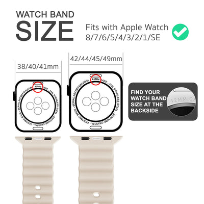 NALIA Smart Watch Armband OCEAN Style kompatibel mit Apple Watch Ultra/SE & Series 8/7/6/5/4/3/2/1, 42mm 44mm 45mm 49mm, iWatch Sport Uhr Ersatzarmband Damen Herren, Silikon Riemen Creme NALIA Silikon Armband