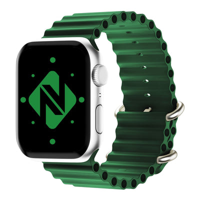 NALIA Smart Watch Armband OCEAN Style kompatibel mit Apple Watch Ultra/SE & Series 8/7/6/5/4/3/2/1, 42mm 44mm 45mm 49mm, iWatch Sport Uhr Ersatzarmband Damen Herren, Silikon Riemen Grün NALIA Silikon Armband