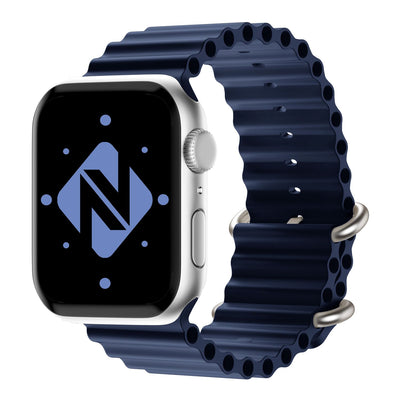 NALIA Smart Watch Armband OCEAN Style kompatibel mit Apple Watch Ultra/SE & Series 8/7/6/5/4/3/2/1, 42mm 44mm 45mm 49mm, iWatch Sport Uhr Ersatzarmband Damen Herren, Silikon Riemen Dunkelblau NALIA Silikon Armband