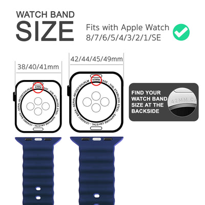 NALIA Smart Watch Armband OCEAN Style kompatibel mit Apple Watch Ultra/SE & Series 8/7/6/5/4/3/2/1, 42mm 44mm 45mm 49mm, iWatch Sport Uhr Ersatzarmband Damen Herren, Silikon Riemen Dunkelblau NALIA Silikon Armband