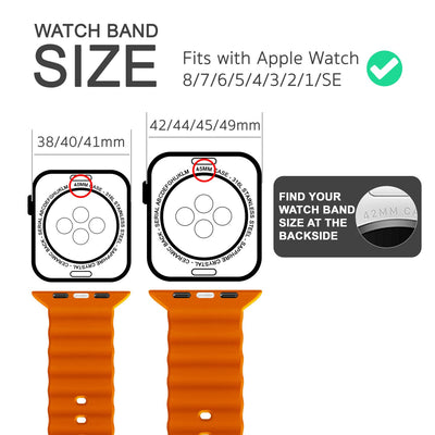 NALIA Smart Watch Armband OCEAN Style kompatibel mit Apple Watch Ultra/SE & Series 8/7/6/5/4/3/2/1, 42mm 44mm 45mm 49mm, iWatch Sport Uhr Ersatzarmband Damen Herren, Silikon Riemen Orange NALIA Silikon Armband
