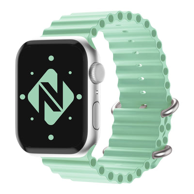 NALIA Smart Watch Armband OCEAN Style kompatibel mit Apple Watch Ultra/SE & Series 8/7/6/5/4/3/2/1, 42mm 44mm 45mm 49mm, iWatch Sport Uhr Ersatzarmband Damen Herren, Silikon Riemen Pistazie NALIA Silikon Armband