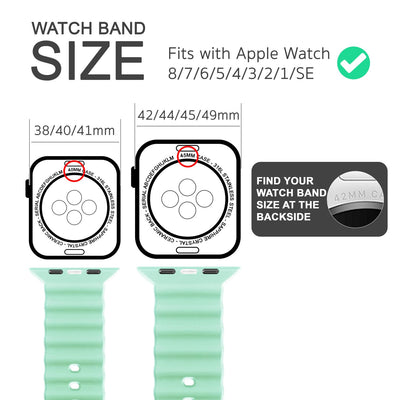 NALIA Smart Watch Armband OCEAN Style kompatibel mit Apple Watch Ultra/SE & Series 8/7/6/5/4/3/2/1, 42mm 44mm 45mm 49mm, iWatch Sport Uhr Ersatzarmband Damen Herren, Silikon Riemen Pistazie NALIA Silikon Armband