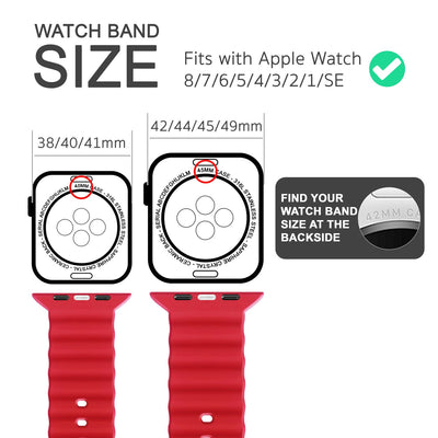 NALIA Smart Watch Armband OCEAN Style kompatibel mit Apple Watch Ultra/SE & Series 8/7/6/5/4/3/2/1, 42mm 44mm 45mm 49mm, iWatch Sport Uhr Ersatzarmband Damen Herren, Silikon Riemen Rot NALIA Silikon Armband