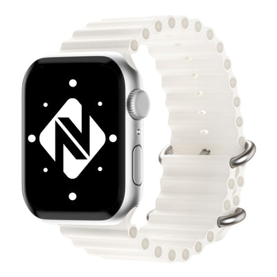 NALIA Smart Watch Armband OCEAN Style kompatibel mit Apple Watch Ultra/SE & Series 8/7/6/5/4/3/2/1, 42mm 44mm 45mm 49mm, iWatch Sport Uhr Ersatzarmband Damen Herren, Silikon Riemen Weiß NALIA Silikon Armband