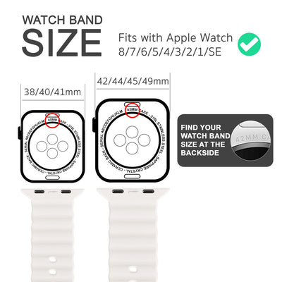 NALIA Smart Watch Armband OCEAN Style kompatibel mit Apple Watch Ultra/SE & Series 8/7/6/5/4/3/2/1, 42mm 44mm 45mm 49mm, iWatch Sport Uhr Ersatzarmband Damen Herren, Silikon Riemen Weiß NALIA Silikon Armband