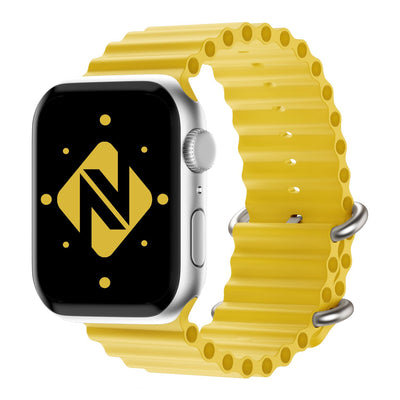NALIA Smart Watch Armband OCEAN Style kompatibel mit Apple Watch Ultra/SE & Series 8/7/6/5/4/3/2/1, 42mm 44mm 45mm 49mm, iWatch Sport Uhr Ersatzarmband Damen Herren, Silikon Riemen Gelb NALIA Silikon Armband
