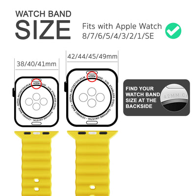NALIA Smart Watch Armband OCEAN Style kompatibel mit Apple Watch Ultra/SE & Series 8/7/6/5/4/3/2/1, 42mm 44mm 45mm 49mm, iWatch Sport Uhr Ersatzarmband Damen Herren, Silikon Riemen Gelb NALIA Silikon Armband