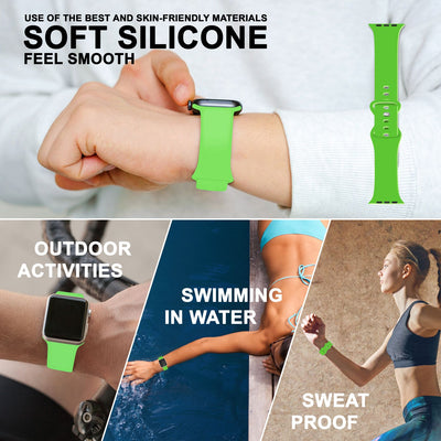 NALIA Silikon Smart-Watch Ersatzarmband kompatibel mit Apple Watch Armband SE & Series 8/7/6/5/4/3/2/1, 38mm 40mm 41mm, iWatch Fitnessuhr Sportarmband Damen & Herren Hellgrün NALIA Silikon Armband