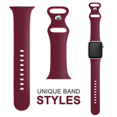 NALIA Silikon Smart-Watch Ersatzarmband kompatibel mit Apple Watch Armband SE & Series 8/7/6/5/4/3/2/1, 38mm 40mm 41mm, iWatch Fitnessuhr Sportarmband Damen & Herren Dunkelrot NALIA Silikon Armband