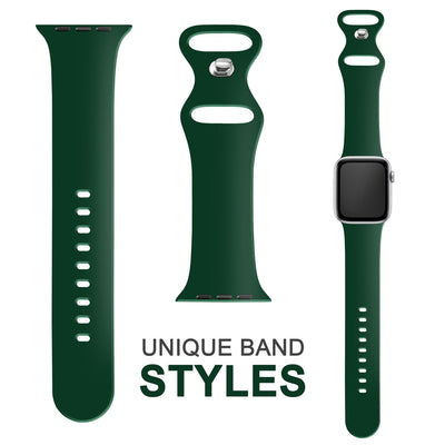 NALIA Silikon Smart-Watch Ersatzarmband kompatibel mit Apple Watch Armband SE & Series 8/7/6/5/4/3/2/1, 38mm 40mm 41mm, iWatch Fitnessuhr Sportarmband Damen & Herren Dunkel-Grün NALIA Silikon Armband