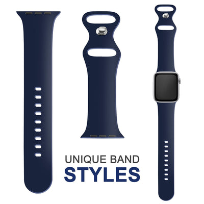 NALIA Silikon Smart-Watch Ersatzarmband kompatibel mit Apple Watch Armband SE & Series 8/7/6/5/4/3/2/1, 38mm 40mm 41mm, iWatch Fitnessuhr Sportarmband Damen & Herren Dunkelblau NALIA Silikon Armband