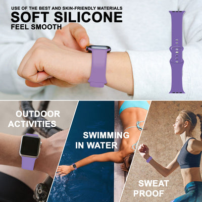 NALIA Silikon Smart-Watch Ersatzarmband kompatibel mit Apple Watch Armband SE & Series 8/7/6/5/4/3/2/1, 38mm 40mm 41mm, iWatch Fitnessuhr Sportarmband Damen & Herren Lila NALIA Silikon Armband