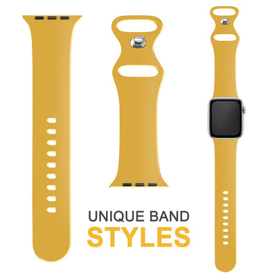 NALIA Silikon Smart-Watch Ersatzarmband kompatibel mit Apple Watch Armband SE & Series 8/7/6/5/4/3/2/1, 38mm 40mm 41mm, iWatch Fitnessuhr Sportarmband Damen & Herren Gelb NALIA Silikon Armband