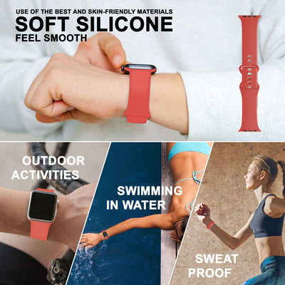 NALIA Silikon Smart-Watch Ersatzarmband kompatibel mit Apple Watch Armband Ultra/SE & Series 8/7/6/5/4/3/2/1, 42mm 44mm 45mm 49mm, iWatch Fitnessuhr Sportarmband Damen & Herren Apricot NALIA Silikon Armband