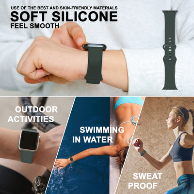 NALIA Silikon Smart-Watch Ersatzarmband kompatibel mit Apple Watch Armband Ultra/SE & Series 8/7/6/5/4/3/2/1, 42mm 44mm 45mm 49mm, iWatch Fitnessuhr Sportarmband Damen & Herren Oliv Grün NALIA Silikon Armband