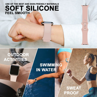 NALIA Silikon Smart-Watch Ersatzarmband kompatibel mit Apple Watch Armband Ultra/SE & Series 8/7/6/5/4/3/2/1, 42mm 44mm 45mm 49mm, iWatch Fitnessuhr Sportarmband Damen & Herren Pink NALIA Silikon Armband