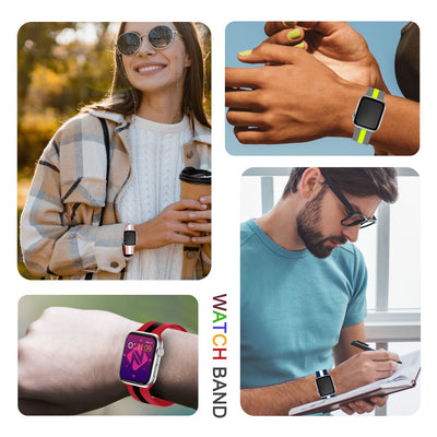 NALIA Gestreiftes Silikon Smart-Watch Ersatzarmband kompatibel mit Apple Watch Armband Ultra/SE & Series 8/7/6/5/4/3/2/1, 42 44 45 49mm, iWatch Fitnessarmband Damen & Herren Pink Weiß NALIA Silikon Armband