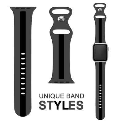 NALIA Gestreiftes Silikon Smart-Watch Ersatzarmband kompatibel mit Apple Watch Armband Ultra/SE & Series 8/7/6/5/4/3/2/1, 42 44 45 49mm, iWatch Fitnessarmband Damen & Herren Grau Schwarz NALIA Silikon Armband