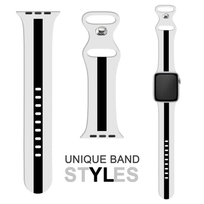 NALIA Gestreiftes Silikon Smart-Watch Ersatzarmband kompatibel mit Apple Watch Armband Ultra/SE & Series 8/7/6/5/4/3/2/1, 42 44 45 49mm, iWatch Fitnessarmband Damen & Herren Weiß Schwarz NALIA Silikon Armband