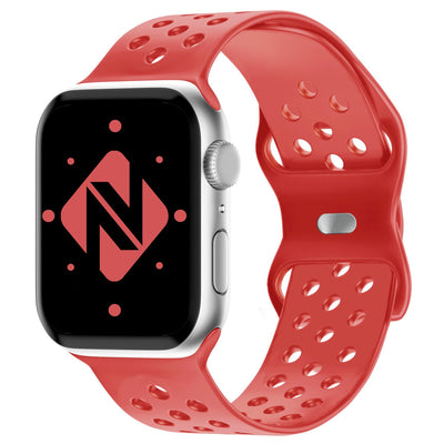 NALIA Gelochtes Silikon Smart-Watch Ersatzarmband kompatibel mit Apple Watch Armband Ultra/SE & Series 8/7/6/5/4/3/2/1, 42mm 44mm 45mm 49mm, iWatch Fitnessarmband Damen & Herren Apricot NALIA Silikon Armband