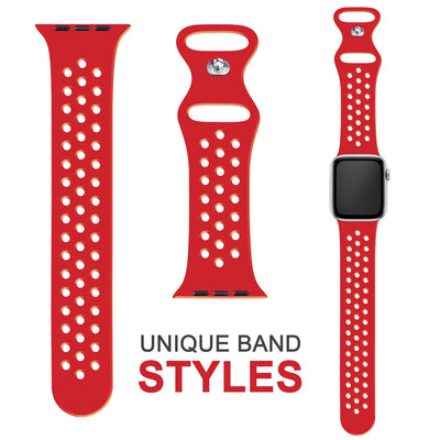NALIA Gelochtes Silikon Smart-Watch Ersatzarmband kompatibel mit Apple Watch Armband Ultra/SE & Series 8/7/6/5/4/3/2/1, 42mm 44mm 45mm 49mm, iWatch Fitnessarmband Damen & Herren Apricot NALIA Silikon Armband
