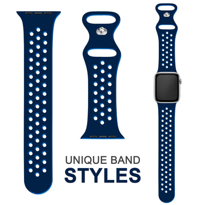 NALIA Gelochtes Silikon Smart-Watch Ersatzarmband kompatibel mit Apple Watch Armband Ultra/SE & Series 8/7/6/5/4/3/2/1, 42mm 44mm 45mm 49mm, iWatch Fitnessarmband Damen & Herren Dunkelblau NALIA Silikon Armband