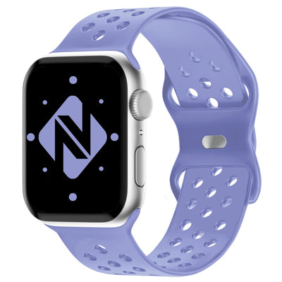 NALIA Gelochtes Silikon Smart-Watch Ersatzarmband kompatibel mit Apple Watch Armband Ultra/SE & Series 8/7/6/5/4/3/2/1, 42mm 44mm 45mm 49mm, iWatch Fitnessarmband Damen & Herren Lavendel NALIA Silikon Armband