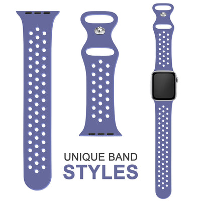 NALIA Gelochtes Silikon Smart-Watch Ersatzarmband kompatibel mit Apple Watch Armband Ultra/SE & Series 8/7/6/5/4/3/2/1, 42mm 44mm 45mm 49mm, iWatch Fitnessarmband Damen & Herren Lavendel NALIA Silikon Armband