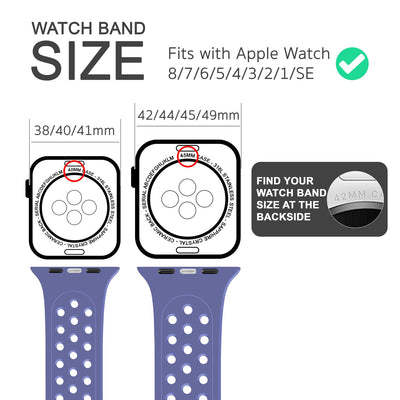 NALIA Gelochtes Silikon Smart-Watch Ersatzarmband kompatibel mit Apple Watch Armband Ultra/SE & Series 8/7/6/5/4/3/2/1, 42mm 44mm 45mm 49mm, iWatch Fitnessarmband Damen & Herren Lavendel NALIA Silikon Armband