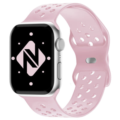 NALIA Gelochtes Silikon Smart-Watch Ersatzarmband kompatibel mit Apple Watch Armband Ultra/SE & Series 8/7/6/5/4/3/2/1, 42mm 44mm 45mm 49mm, iWatch Fitnessarmband Damen & Herren Pink NALIA Silikon Armband