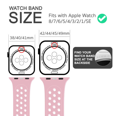 NALIA Gelochtes Silikon Smart-Watch Ersatzarmband kompatibel mit Apple Watch Armband Ultra/SE & Series 8/7/6/5/4/3/2/1, 42mm 44mm 45mm 49mm, iWatch Fitnessarmband Damen & Herren Pink NALIA Silikon Armband