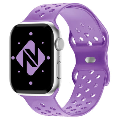 NALIA Gelochtes Silikon Smart-Watch Ersatzarmband kompatibel mit Apple Watch Armband Ultra/SE & Series 8/7/6/5/4/3/2/1, 42mm 44mm 45mm 49mm, iWatch Fitnessarmband Damen & Herren Lila NALIA Silikon Armband