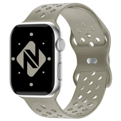NALIA Gelochtes Silikon Smart-Watch Ersatzarmband kompatibel mit Apple Watch Armband Ultra/SE & Series 8/7/6/5/4/3/2/1, 42mm 44mm 45mm 49mm, iWatch Fitnessarmband Damen & Herren Stein Grau NALIA Silikon Armband