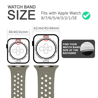 NALIA Gelochtes Silikon Smart-Watch Ersatzarmband kompatibel mit Apple Watch Armband Ultra/SE & Series 8/7/6/5/4/3/2/1, 42mm 44mm 45mm 49mm, iWatch Fitnessarmband Damen & Herren Stein Grau NALIA Silikon Armband