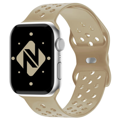 NALIA Gelochtes Silikon Smart-Watch Ersatzarmband kompatibel mit Apple Watch Armband Ultra/SE & Series 8/7/6/5/4/3/2/1, 42mm 44mm 45mm 49mm, iWatch Fitnessarmband Damen & Herren Beige NALIA Silikon Armband
