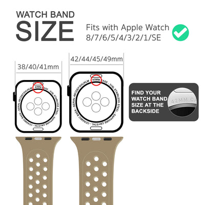 NALIA Gelochtes Silikon Smart-Watch Ersatzarmband kompatibel mit Apple Watch Armband Ultra/SE & Series 8/7/6/5/4/3/2/1, 42mm 44mm 45mm 49mm, iWatch Fitnessarmband Damen & Herren Beige NALIA Silikon Armband