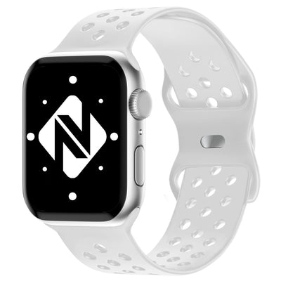 NALIA Gelochtes Silikon Smart-Watch Ersatzarmband kompatibel mit Apple Watch Armband Ultra/SE & Series 8/7/6/5/4/3/2/1, 42mm 44mm 45mm 49mm, iWatch Fitnessarmband Damen & Herren Weiß NALIA Silikon Armband