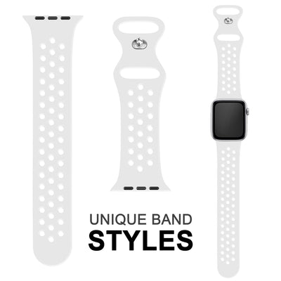 NALIA Gelochtes Silikon Smart-Watch Ersatzarmband kompatibel mit Apple Watch Armband Ultra/SE & Series 8/7/6/5/4/3/2/1, 42mm 44mm 45mm 49mm, iWatch Fitnessarmband Damen & Herren Weiß NALIA Silikon Armband