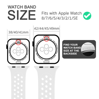 NALIA Gelochtes Silikon Smart-Watch Ersatzarmband kompatibel mit Apple Watch Armband Ultra/SE & Series 8/7/6/5/4/3/2/1, 42mm 44mm 45mm 49mm, iWatch Fitnessarmband Damen & Herren Weiß NALIA Silikon Armband