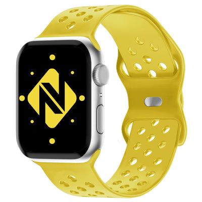 NALIA Gelochtes Silikon Smart-Watch Ersatzarmband kompatibel mit Apple Watch Armband Ultra/SE & Series 8/7/6/5/4/3/2/1, 42mm 44mm 45mm 49mm, iWatch Fitnessarmband Damen & Herren Gelb NALIA Silikon Armband