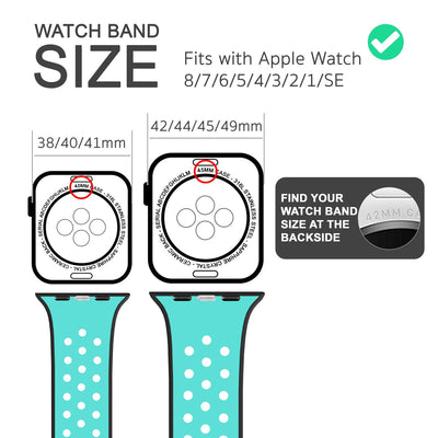 NALIA Silikon Smart Watch Armband Airflow-Löcher kompatibel mit Apple Watch Armband SE & Series 8/7/6/5/4/3/2/1, 38mm 40mm 41mm, iWatch Sport-Band Damen Herren Grau Türkis NALIA Silikon Armband