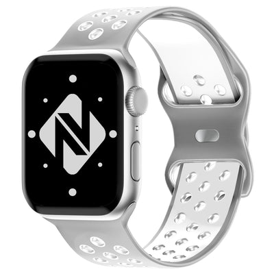 NALIA Silikon Smart Watch Armband Airflow-Löcher kompatibel mit Apple Watch Armband SE & Series 8/7/6/5/4/3/2/1, 38mm 40mm 41mm, iWatch Sport-Band Damen Herren Hell Grau Weiß NALIA Silikon Armband