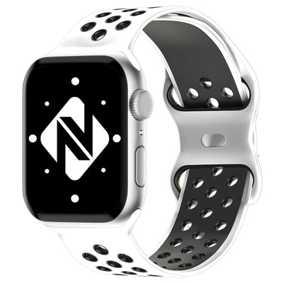 NALIA Silikon Smart Watch Armband Airflow-Löcher kompatibel mit Apple Watch Armband SE & Series 8/7/6/5/4/3/2/1, 38mm 40mm 41mm, iWatch Sport-Band Damen Herren Weiß Schwarz NALIA Silikon Armband