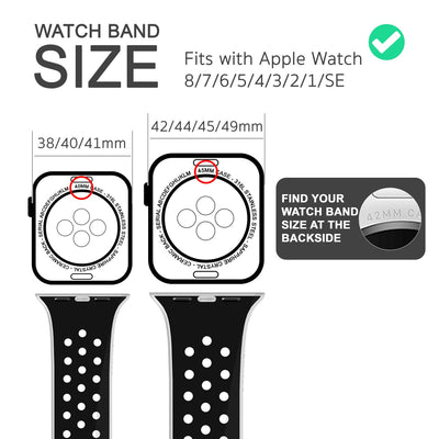 NALIA Silikon Smart Watch Armband Airflow-Löcher kompatibel mit Apple Watch Armband SE & Series 8/7/6/5/4/3/2/1, 38mm 40mm 41mm, iWatch Sport-Band Damen Herren Weiß Schwarz NALIA Silikon Armband